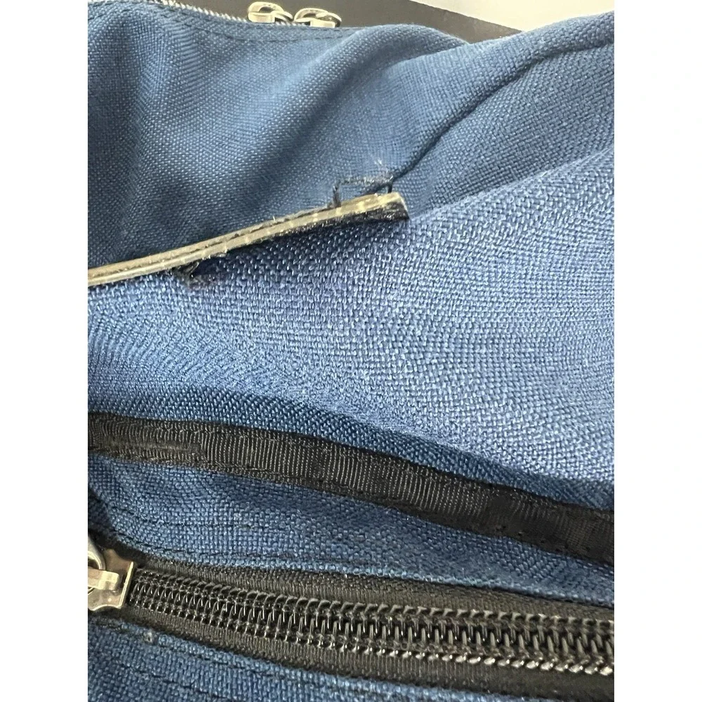 VTG Nike Leather Bottom Blue Backpack 90s Y2K White Tag Swish Logo READ